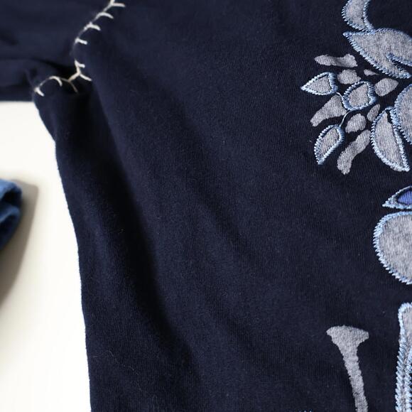 Jayli Blue Jacket Bell Sleeve Floral Embroidered Womens M Cotton Hippie Boho Zip - Picture 6 of 8